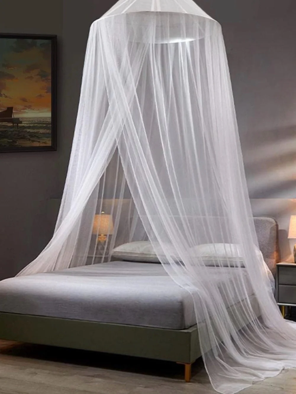 White Bed Canopy Mosquito Net - Elegant Bedroom Canopy